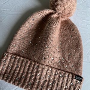 Victoria's Secret Blush/Pink & Rhinestone Stocking Cap Hat